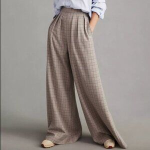 NWT Anthropologie Corey Lynn Calter Pleated Wide-Leg Plaid Trousers Size XL NWT